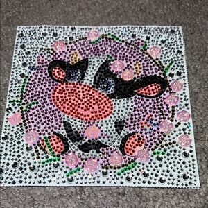 Colorful Rhinestone Cow Art